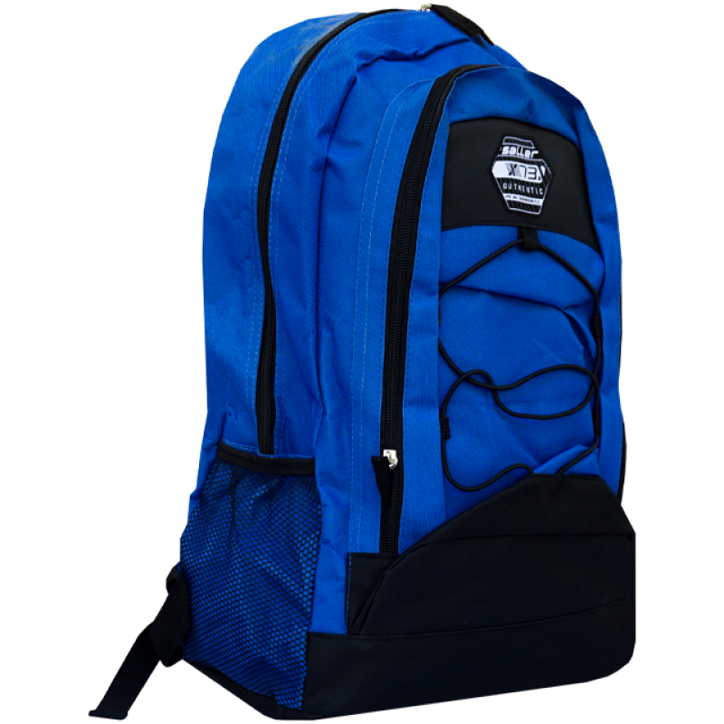 Rucsac școlar albastru, 2 compartimente, cu șiret și buzunare laterale, 46x34x18 cm